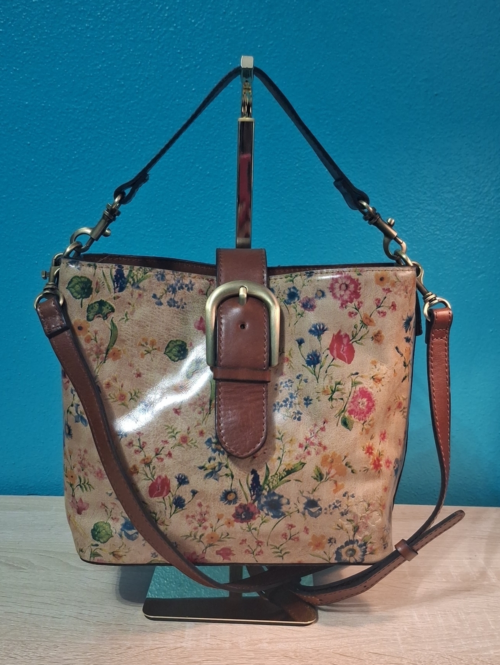 Patricia Nash Irving Prairie Rose Crossbody/Bucket Bag